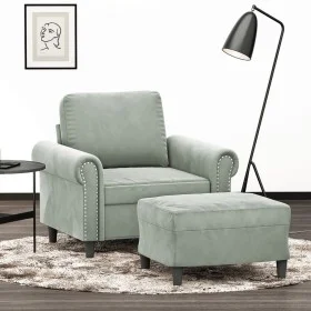 Light gray velvet armchair with stool 60 cm by , Sofas - Ref: Foro24-3201205, Price: 213,17 €, Discount: %