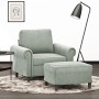 Hellgrauer Samtsessel mit Hocker 60 cm von , Sofas - Ref: Foro24-3201205, Preis: 216,76 €, Rabatt: %