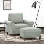 Light gray velvet armchair with stool 60 cm by , Sofas - Ref: Foro24-3201205, Price: 213,17 €, Discount: %