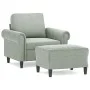 Light gray velvet armchair with stool 60 cm by , Sofas - Ref: Foro24-3201205, Price: 213,17 €, Discount: %