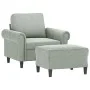 Light gray velvet armchair with stool 60 cm by , Sofas - Ref: Foro24-3201205, Price: 213,17 €, Discount: %