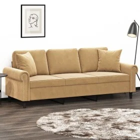 3-Sitzer-Sofa mit braunen Samtkissen 180 cm von , Sofas - Ref: Foro24-3200962, Preis: 336,48 €, Rabatt: %