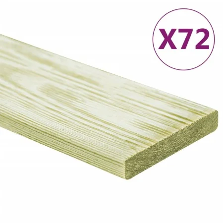 Terrace boards 72 pcs impregnated pine wood 8.64 m² 1m by , Floors and carpets - Ref: Foro24-3107772, Price: 438,76 €, Discou...