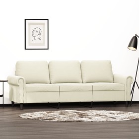 Sofá de 3 plazas terciopelo color crema 180 cm