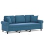 3-seater sofa with blue velvet cushions 180 cm by , Sofas - Ref: Foro24-3200964, Price: 325,67 €, Discount: %