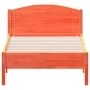 Bed frame with wax brown pine wood headboard 90x190 cm by , Beds and slatted bases - Ref: Foro24-842625, Price: 93,00 €, Disc...