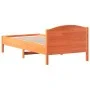 Bed frame with wax brown pine wood headboard 90x190 cm by , Beds and slatted bases - Ref: Foro24-842625, Price: 93,00 €, Disc...