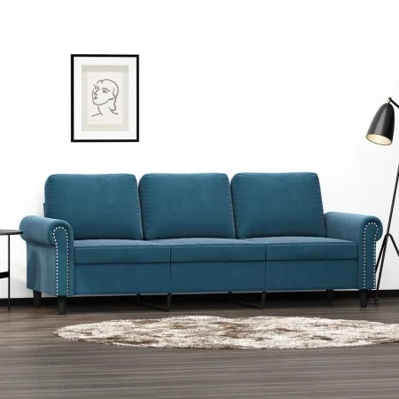 3-Sitzer-Sofa aus blauem Samt, 180 cm von , Sofas - Ref: Foro24-359548, Preis: 310,72 €, Rabatt: %