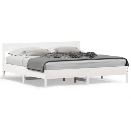 White pine wood bed frame with headboard 200x200cm by , Beds and slatted bases - Ref: Foro24-3216201, Price: 221,42 €, Discou...