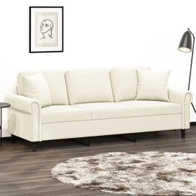 3-Sitzer-Sofa mit cremefarbenen Samtkissen, 180 cm von , Sofas - Ref: Foro24-3200963, Preis: 334,37 €, Rabatt: %