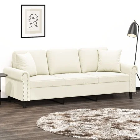 3-seater sofa with cream velvet cushions 180 cm by , Sofas - Ref: Foro24-3200963, Price: 334,37 €, Discount: %