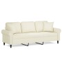 Sofá de 3 plazas con cojines terciopelo color crema 180 cm de , Sofás - Ref: Foro24-3200963, Precio: 340,39 €, Descuento: %