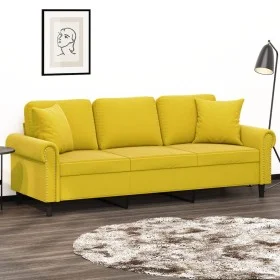 3-Sitzer-Sofa mit gelben Samtkissen 180 cm von , Sofas - Ref: Foro24-3200961, Preis: 287,75 €, Rabatt: %