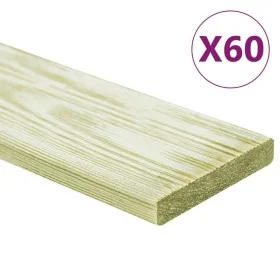 Terrace boards 60 pcs impregnated pine wood 7.2 m² 1m by , Floors and carpets - Ref: Foro24-3107771, Price: 376,84 €, Discoun...