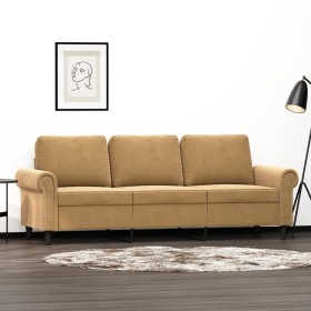 Sofá de 3 plazas terciopelo marrón 180 cm