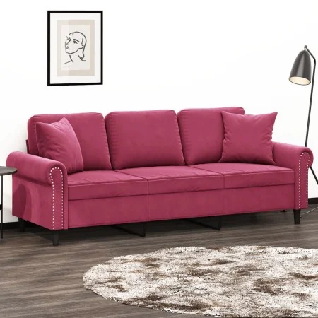 3-Sitzer-Sofa mit roten Samtkissen 180 cm von , Sofas - Ref: Foro24-3200959, Preis: 309,81 €, Rabatt: %