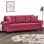 3-seater sofa with red velvet cushions 180 cm by , Sofas - Ref: Foro24-3200959, Price: 314,70 €, Discount: %