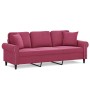 3-seater sofa with red velvet cushions 180 cm by , Sofas - Ref: Foro24-3200959, Price: 314,70 €, Discount: %