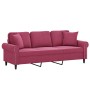 3-seater sofa with red velvet cushions 180 cm by , Sofas - Ref: Foro24-3200959, Price: 314,70 €, Discount: %