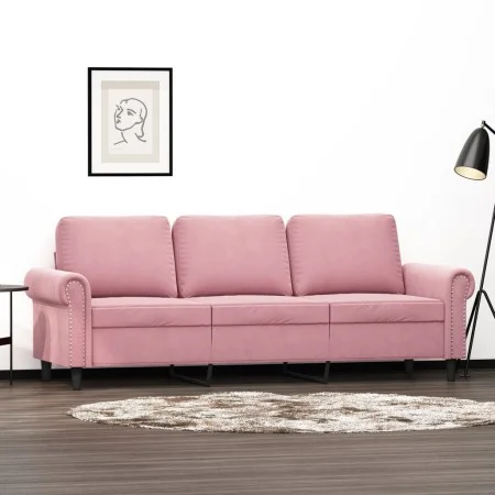 3-Sitzer-Sofa aus rosafarbenem Samt, 180 cm von , Sofas - Ref: Foro24-359542, Preis: 344,04 €, Rabatt: %