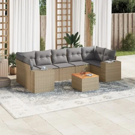 Garden sofa set with beige cushions 8 pcs PE rattan by , Garden sets - Ref: Foro24-3257690, Price: 543,31 €, Discount: %