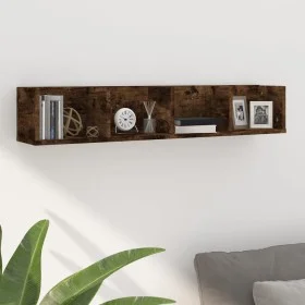 CD wall shelf in smoked oak wood 100x18x18cm by , Shelves and shelves - Ref: Foro24-826617, Price: 31,34 €, Discount: %