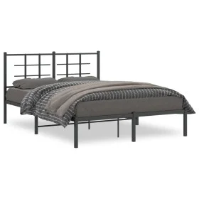 Bed frame with black metal headboard 135x190 cm by , Beds and slatted bases - Ref: Foro24-355560, Price: 99,49 €, Discount: %