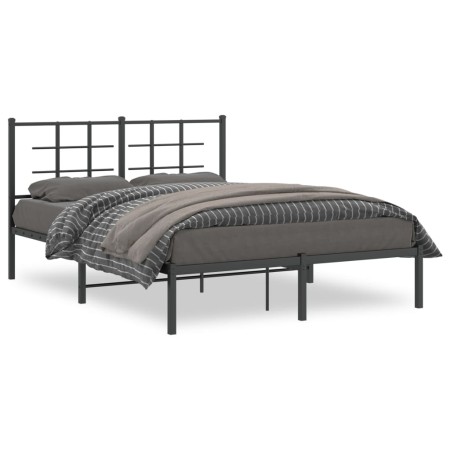 Estructura de cama con cabecero metal negro 135x190 cm