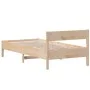 Solid pine wood bed frame with headboard 90x200 cm by , Beds and slatted bases - Ref: Foro24-842762, Price: 83,80 €, Discount: %