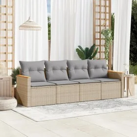 Garden sofa set with beige cushions mix 4 pieces PE rattan by , Garden sets - Ref: Foro24-3225772, Price: 244,98 €, Discount: %