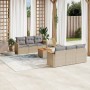 Juego de sofás jardín con cojines beige mezcla 7 pzas ratán PE de , Conjuntos de jardín - Ref: Foro24-3225793, Precio: 420,92...