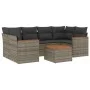 7-piece garden sofa set with gray PE rattan cushions by , Garden sets - Ref: Foro24-3225801, Price: 411,28 €, Discount: %