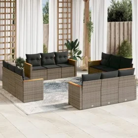 12-teiliges Gartensofa-Set mit grauen synthetischen Rattankissen von , Gartensets - Ref: Foro24-3225836, Preis: 804,27 €, Rab...