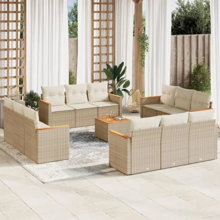 Garden sofa set with cushions 13 pieces beige synthetic rattan by , Garden sets - Ref: Foro24-3225841, Price: 971,09 €, Disco...