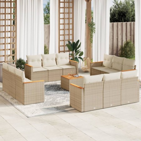 Gartensofa-Set mit Kissen, 13-teilig, beiges synthetisches Rattan von , Gartensets - Ref: Foro24-3225841, Preis: 870,41 €, Ra...
