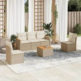 Garden sofa set with cushions 6 pieces beige synthetic rattan by , Garden sets - Ref: Foro24-3225855, Price: 380,24 €, Discou...
