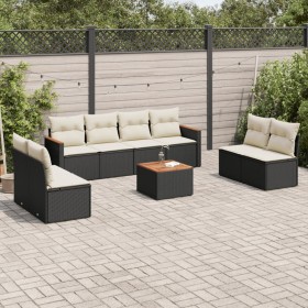 Set de sofás de jardín 8 piezas y cojines ratán sintético negro de , Conjuntos de jardín - Ref: Foro24-3225895, Precio: 458,8...