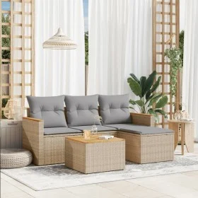 Gartensofa-Set mit beigem Kissenmix, 5-teilig aus PE-Rattan von , Gartensets - Ref: Foro24-3225912, Preis: 281,28 €, Rabatt: %