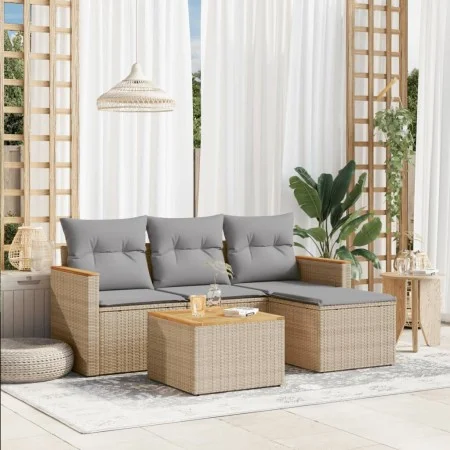 Garden sofa set with beige cushions mix 5 pieces PE rattan by , Garden sets - Ref: Foro24-3225912, Price: 281,28 €, Discount: %