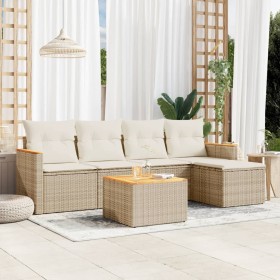 Garden sofa set with cushions 6 pieces beige synthetic rattan by , Garden sets - Ref: Foro24-3225925, Price: 334,73 €, Discou...