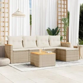 Garden sofa set with cushions 6 pieces beige synthetic rattan by , Garden sets - Ref: Foro24-3225925, Price: 363,46 €, Discou...