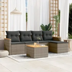 6-piece garden furniture set and gray synthetic rattan cushions by , Garden sets - Ref: Foro24-3225927, Price: 317,27 €, Disc...