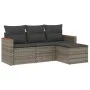 4-piece garden sofa set and gray synthetic rattan cushions by , Garden sets - Ref: Foro24-3225906, Price: 228,00 €, Discount: %