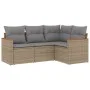 Gartensofa-Set mit beigem Kissenmix, 4-teilig aus PE-Rattan von , Gartensets - Ref: Foro24-3225933, Preis: 273,57 €, Rabatt: %