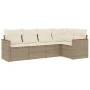Garden sofa set with cushions 5 pieces beige synthetic rattan by , Garden sets - Ref: Foro24-3225946, Price: 368,97 €, Discou...