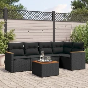 6-piece garden sofa set and black synthetic rattan cushions by , Garden sets - Ref: Foro24-3225950, Price: 381,48 €, Discount: %