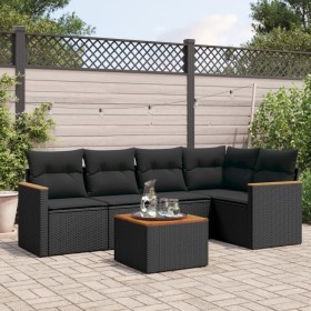 6-teiliges Gartensofa-Set und schwarze synthetische Rattankissen von , Gartensets - Ref: Foro24-3225950, Preis: 375,79 €, Rab...