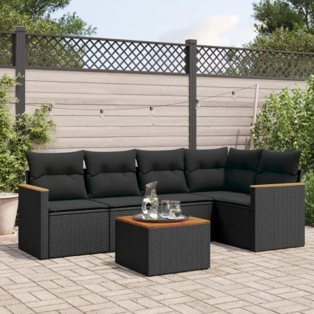 6-piece garden sofa set and black synthetic rattan cushions by , Garden sets - Ref: Foro24-3225950, Price: 381,48 €, Discount: %