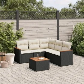 6-piece garden sofa set and black synthetic rattan cushions by , Garden sets - Ref: Foro24-3225965, Price: 352,15 €, Discount: %
