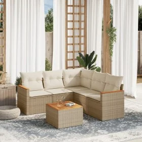 Gartensofa-Set mit Kissen, 6-teilig, beiges synthetisches Rattan von , Gartensets - Ref: Foro24-3225967, Preis: 416,92 €, Rab...